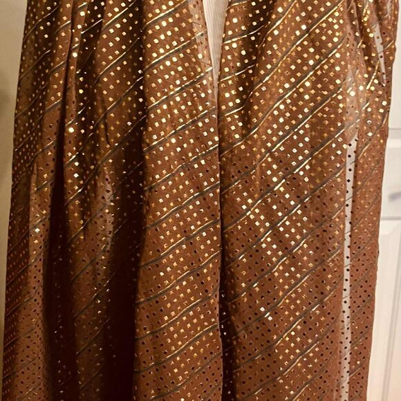 NWT Handmade Brown & Gold Scarf by Sana – Geometric Glow Design - Picture 8 of 12